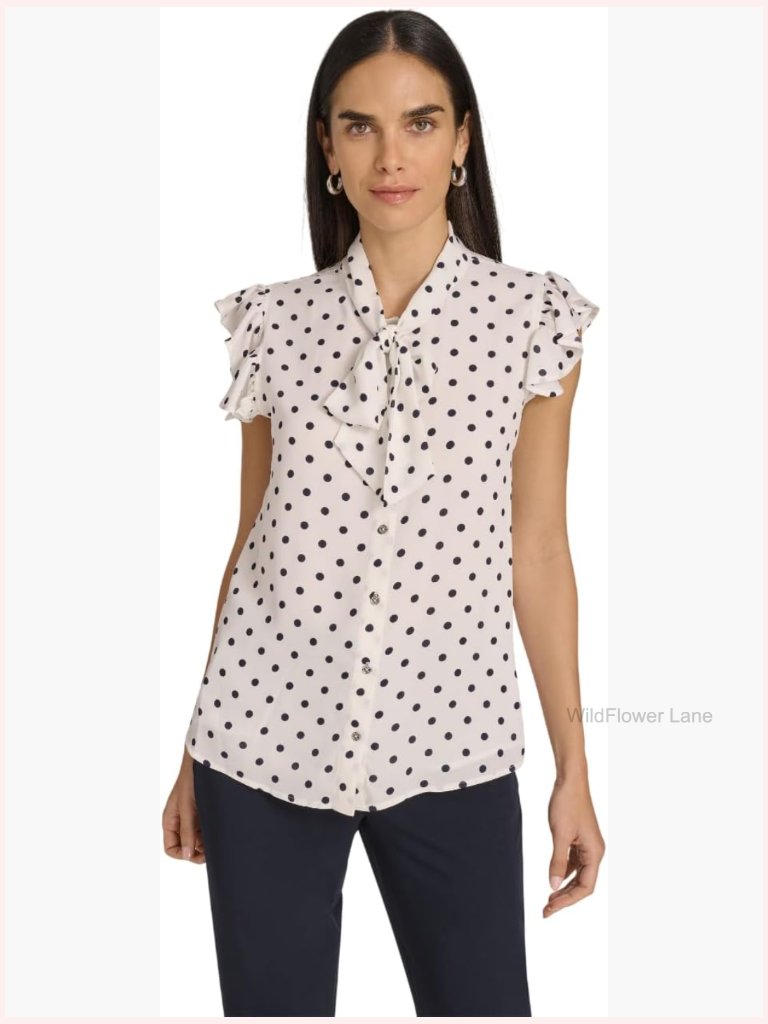 Sleeveless Ruffle Blouse, Button-Down, Versatile Work & Travel Top